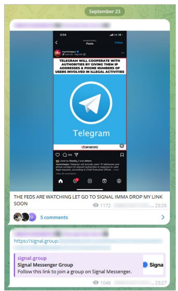 fraudulent Telegram post