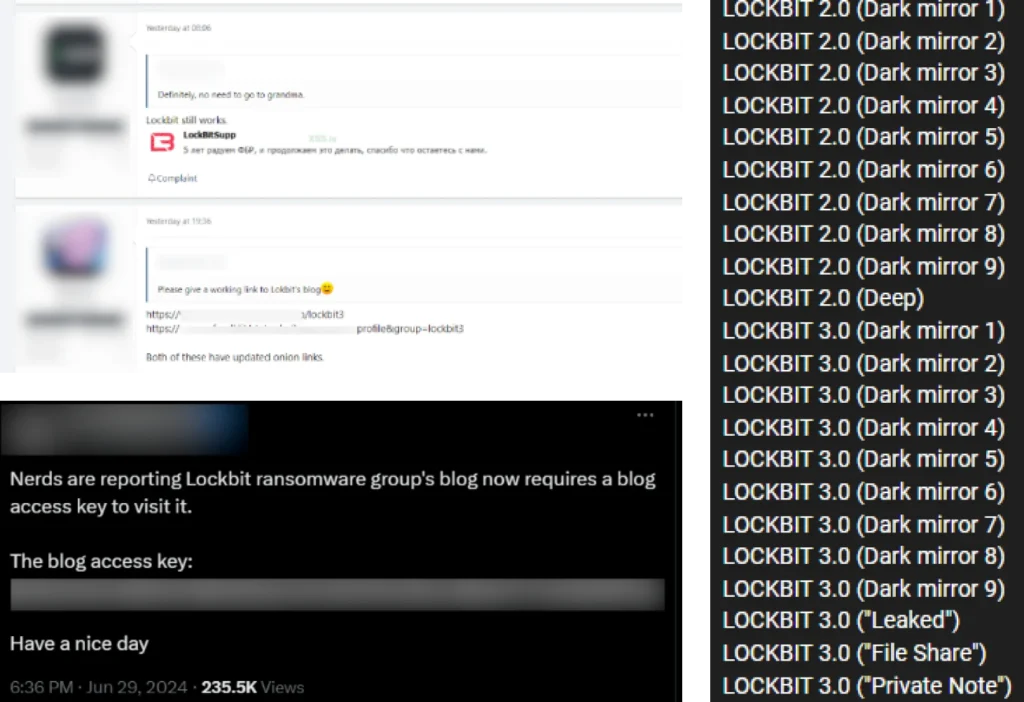 Screenshots from Lockbit 3.0 new leak website