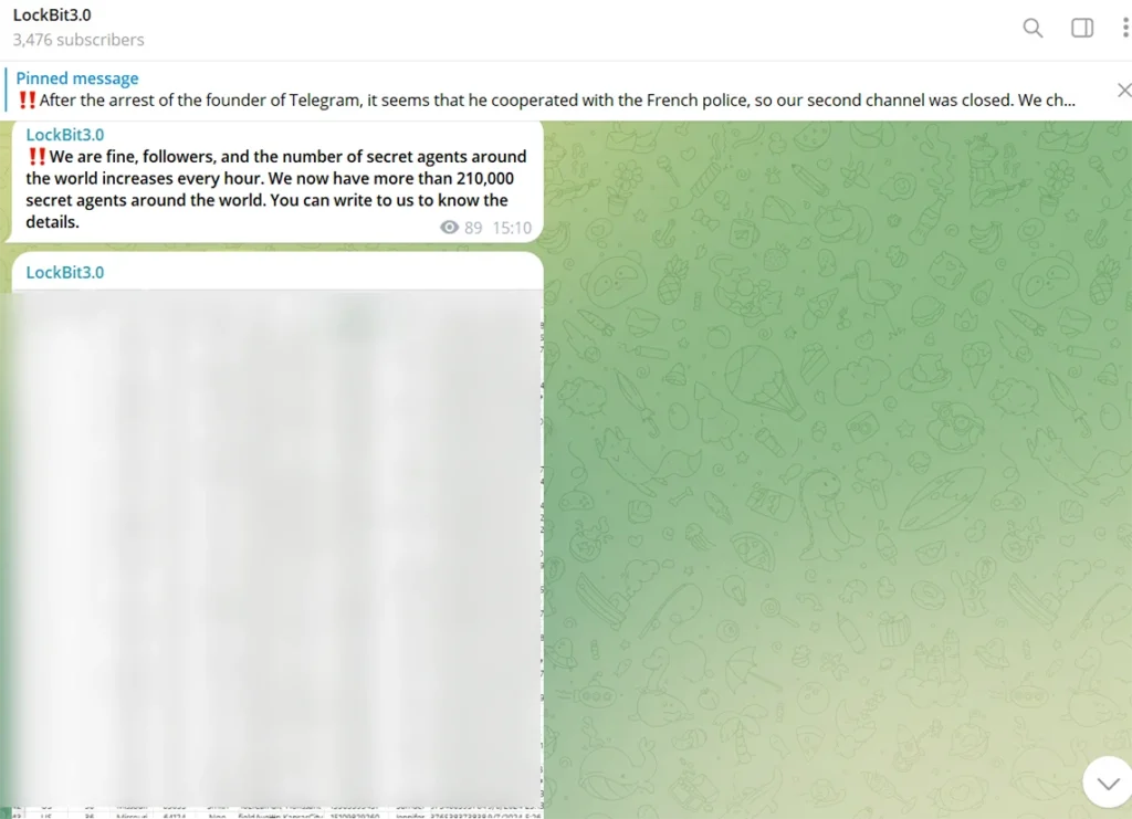 Lockbit 3.0 official Telegram channel